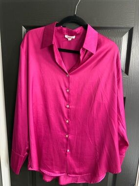 Giorgio Armani Fuchsia Silk Button-Down Blouse